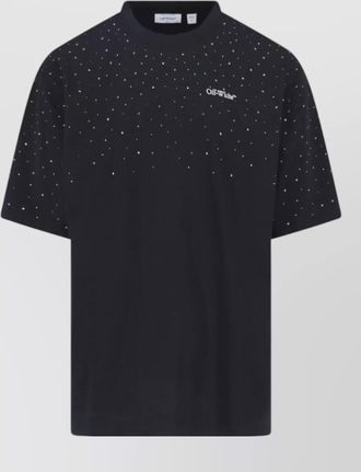 Off-white short sleeve t shirt rhinestone detail