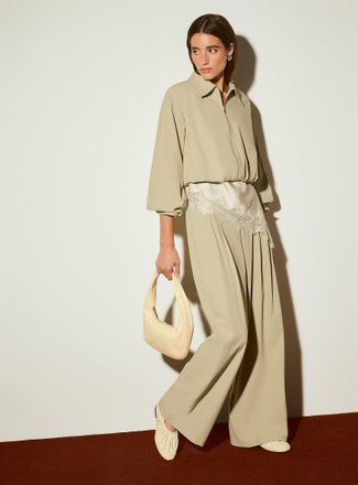 Icone Womens Stretch fabric pleated wide-leg pant