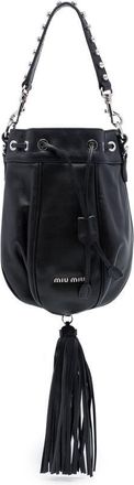 Miu Miu Pre-owned Miu Miu Nappa Crystal Embellished Handle Bucket Bag Ladies W10UWMM8GBW2AE1W