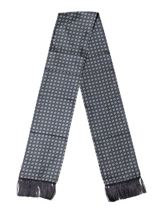 Dolce & Gabbana Blauwe Patroon Franje Hals Foulard Sjaal