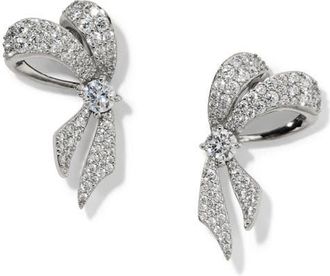 Nadri Small Eros Ribbon Bow Stud Earrings in Rhodium at Nordstrom