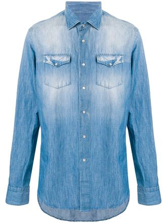 Dell'Oglio chest pockets denim shirt - men - Linen/Flax/Cotton - 39 - Blue