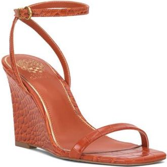 Vince Camuto Ambee Ankle Strap Wedge Sandal in Sunset Embossed at Nordstrom, Size 6.5