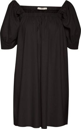 Gestuz Zwarte Linnen Jurk met Volant - Dames - Korte kleedjes - Zwart - L - Linnen - Kleedjes