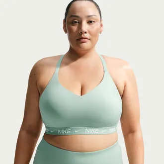 Nike Womens Indy Light Support Padded Adjustable Sports Bra (Plus Size) in Green | FD1064-007