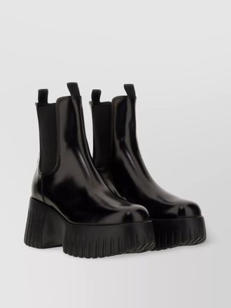 Hogan calf leather platform chelsea boots