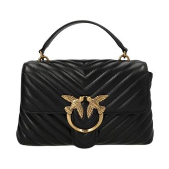 Pinko Handbags, female, Black, ONE SIZE, Chic Chevron Quilted Shoulder Bag