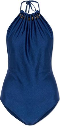 Zimmermann Aster Geplooide One-Piece met Kralen - Dames - Badpakken - Blauw - M - Badmode