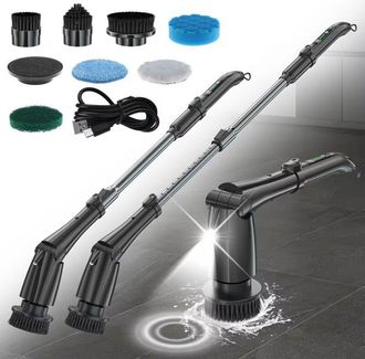 OEM Cepillo De Limpieza El&eacute;ctrico Inal&aacute;mbrico (2024) Con 7 Cabezales Reemplazables Y Mango Extensible Para Limpiar Duchas, Ba&ntilde;os, Ba&ntilde;eras Y Azulejos
