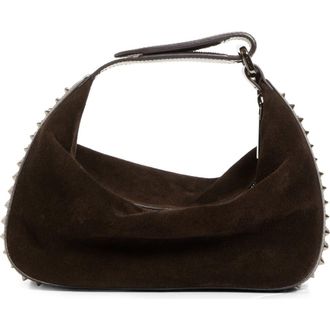 Christian Louboutin Funky Crosta Spikes Suede Dopp Kit in Cafe/Gun Metal at Nordstrom