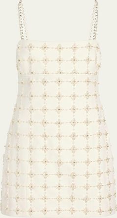 Cinq &agrave; Sept Iris Pearl Crystal Satin Mini Dress