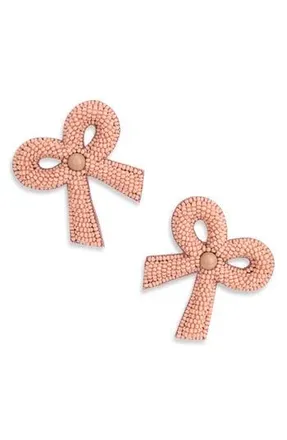 Deepa Gurnani Kane Beaded Bow Stud Earrings in Dusty Pink at Nordstrom Rack
