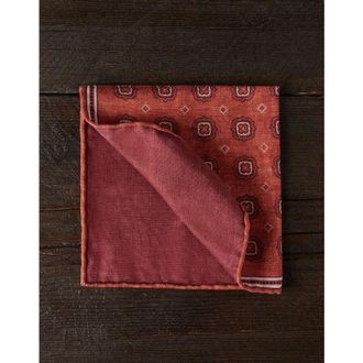 Brunello Cucinelli Mens Carrot Navy Silk Pocket Square
