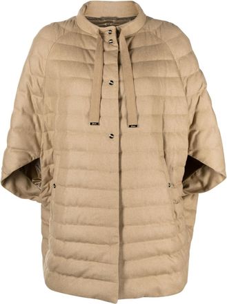 Herno bow-detail quilted jacket - women - Polyamide/Cashmere/Silk/Polyester/Feather Down - 42 - Neutrals
