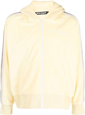 Palm Angels stripe-detail zip-up hoodie - men - Recycled Polyester/Organic Cotton/Cotton/Polyester/Elastane - L - Yellow