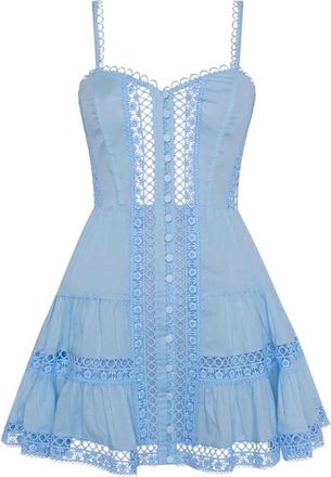 Charo Ruiz Ibiza Lenora Mini Jurk - Dames - Korte kleedjes - Blauw - L - Katoen - Kleedjes