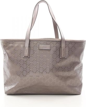 Gucci Gg Imprim&eacute; Brown Pvc Coated Canvas Leather Tote Bag (Pre-Owned)