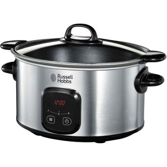 Russell Hobbs Pentola per Cottura Lenta - Pentola Xl da 6 l con Rivestimento Antiaderente, Timer-Tempo di Cottura Programmabile - 3 Temperature Mantenimento in