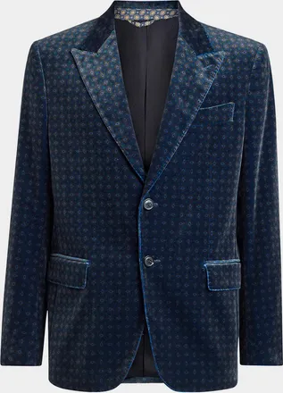 Etro Men & apos;s Milano Peak-Lapel Paisley Velvet Blazer
