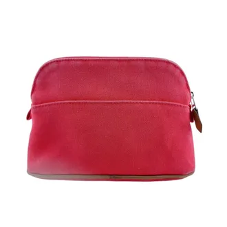 Herm&egrave;s Pink Cotton Canvas Pouch (Pre-Owned)