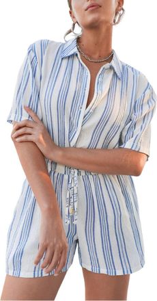 Debbie Katz Sachi Striped Romper In Blue