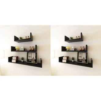 Berkfield Home Wall Shelves 6 pcs Black