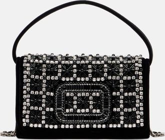Roger Vivier Clutch Pilgrim Micro in velluto con cristalli