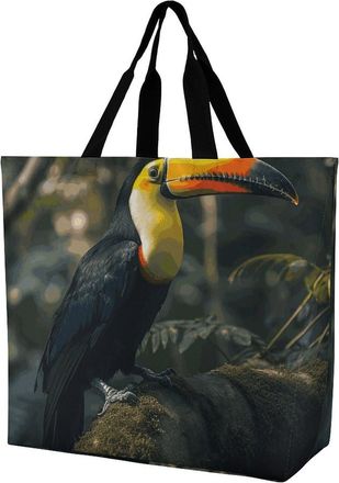 Generic Colorful Toucan Tote Bag Reusable Handbag Foldable Shopping Bags For Casual Travel Ladies