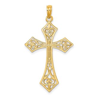 Diamond2Deal 10k Yellow Gold Filigree Cross Charm