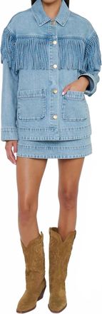 Show me your Mumu Ojai Fringe Jacket In Jet Stream Blue