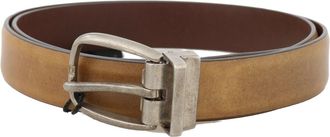 Dolce & Gabbana Gele Lederen Grijze Vintage Gespriemel Gürtel