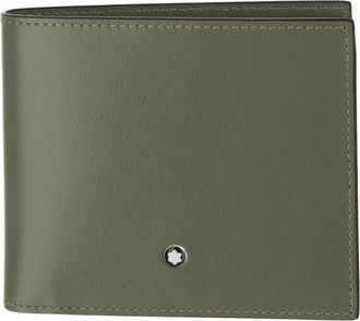 Montblanc Glanzende leren portemonnee met 8 vakken - Heren - Portefeuilles - Groen - ONE Size - Leer - Accessoires