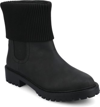Journee Collection Womens Isabeau Medium and Wide Width Knit Collar Chelsea Boots