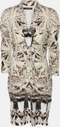 Roberto Cavalli Multicolor Printed Stretch Satin Mini Dress
