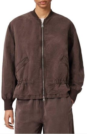 AllSaints Sofi Bomber Jacket in Plum Brown at Nordstrom, Size 10 Us