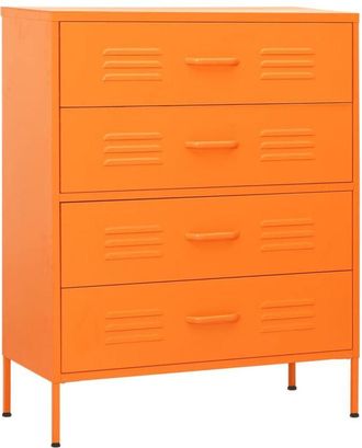 vidaXL Chest of Drawers Orange 80x35x101.5 cm Steel Vidaxl