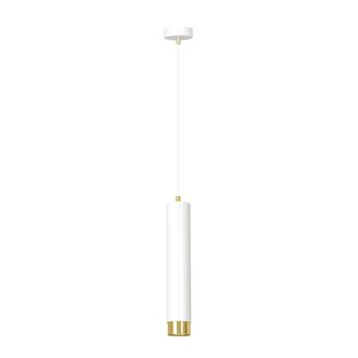 Wonderlamp L&aacute;mpara colgante con estructura de metal cil&iacute;ndrica blanco y dorado