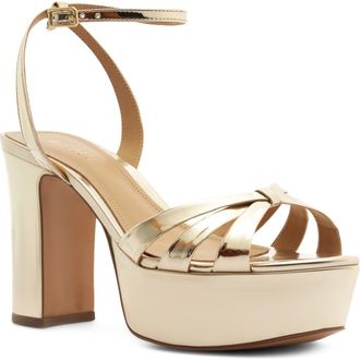 Arezzo Veronica Ankle Strap Platform Sandal in Platino at Nordstrom, Size 9.5