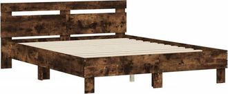 vidaXL Vidaxl - Cama Con Cabecero Madera De Ingenier&iacute;a Roble Ahumado 140x200 Cm