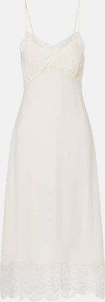 Simone Rocha Lace-trimmed crepe de chine slip dress