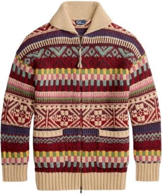 Polo Ralph Lauren Zip-Front Jacquard Cardigan - Dames - Vesten - Veelkleurig - M - Katoen - Truien & Vesten