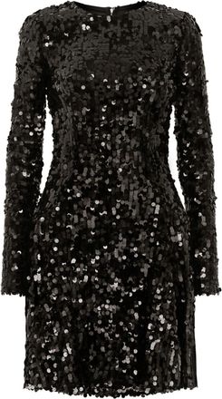 Dolce & Gabbana sequin-embellished long-sleeve minidress - women - Polyester - 36 - Black