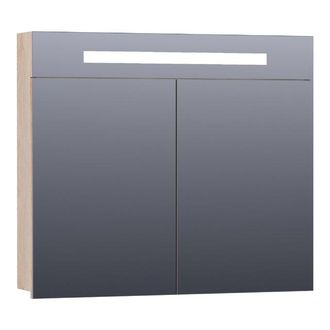 Marcel Breuer Promise spiegelkast - 80x70x15cm - met directe verlichting - 2 enkelzijdige spiegeldeuren - Sunlit