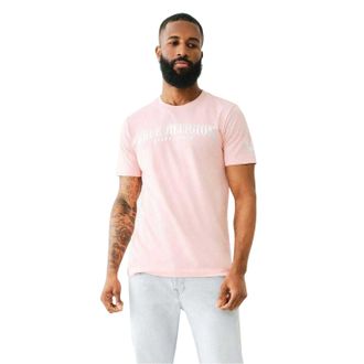 True Religion Heren Logo Foil Crew Neck T-Shirt (Roze)