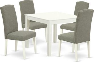 East West Furniture Dining Room Set Linen White, OXEN5-LWH-06
