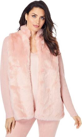 Roaman's Faux Fur Cardigan Sweater in Soft Blush at Nordstrom, Size 24