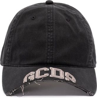 GCDS logo-embroidered frayed-edge baseball cap - women - Cotton - One Size - Black