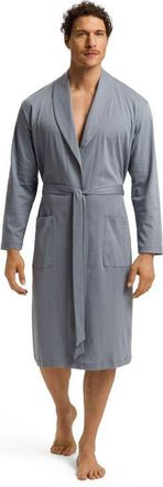 Hanro Night And Day Shawl Collar Cotton Robe in Cliff Grey at Nordstrom, Size Xx-Large