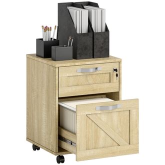Vinsetto Vinsetto - Cajonera De Oficina Con 2 Cajones Cajonera Con Ruedas Mueble Archivador M&oacute;vil Con Cerradura Y Carpetas Colgantes Para Tama&ntilde;o A4 41x42x56 Cm