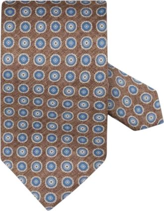 Stenstr&ouml;ms Zijden Medaillon Patroon Stropdas - Heren - Stropdassen - Bruin - ONE Size - Accessoires